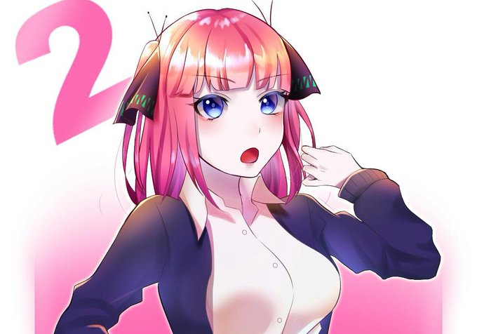 赤飴❤さんがTwitterに投稿した中野二乃(五等分の花嫁)のイラスト。