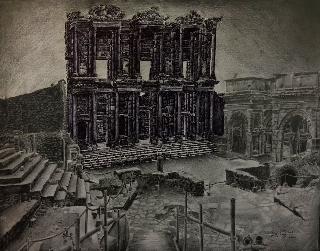 LunaTime7's tweet image. So Monday morning discussion  in work this am #AncientHistory various topics discussed and informed that I should be the Librarian of the Gods, chance would be a fine thing. Or how about these #LibraryofCelsus (below)#TwinLibrariesofTrajansForum