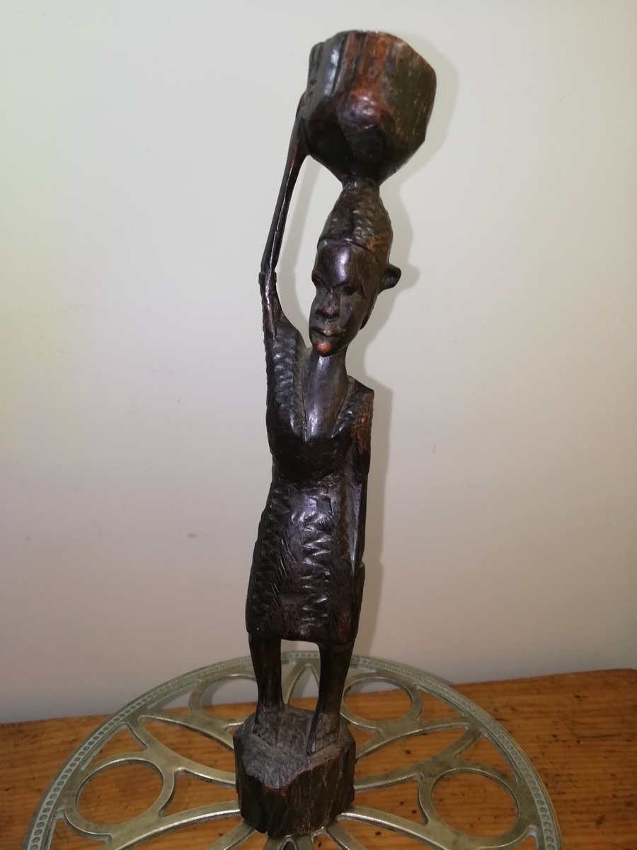 Excited to share the latest addition to my #etsy shop: Vintage wooden African carving of a woman carrying a bucket, hardwood, circa 1970s, home decor/the lemon dog. etsy.me/2IyMWOh #art #sculpture #brown #woodenornament #woodenfigure #africanfigure #africaart #