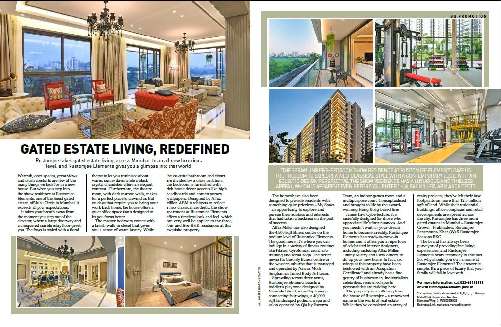 RustomjeeSpaces's tweet photo. Gated Estate Living, Redefined! @gqindia features one of the finest gated estate off Juhu Circle – Rustomjee Elements.

Project website: https://t.co/CBCxbUPk9u 

GQ Home June 2019 issue is now out on stands.Grab your copy today!

#RustomjeeElements #MySpaces #GQHome #Luxury https://t.co/295E136ShB
