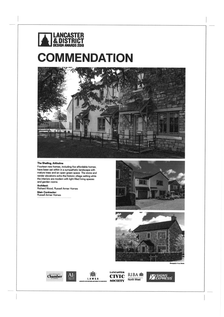 RussellArmer's tweet photo. Pleased our scheme at #Arkholme has just been highlighted as a Commendation in the #Lancaster and District Design Awards publication https://t.co/DF42C5lCEH