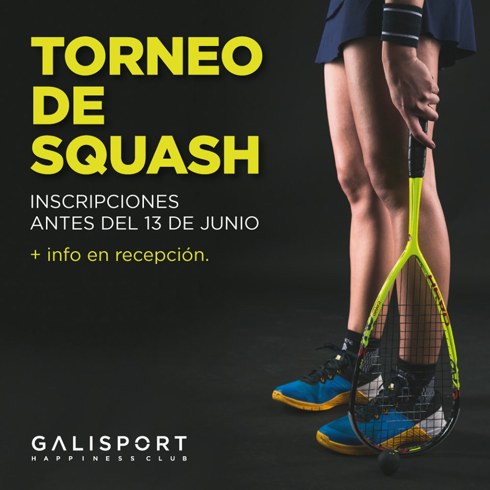 Hasta este jueves puedes inscribirte en el Torneo de Squash de Galisport. 
¡No te quedes sin tu plaza! #squash #torneodesquash