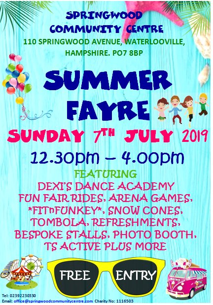 Springwood_CC's tweet image. Less than 4 weeks until our #SummerFair Come &amp;amp; join us on Sunday 7th July, 12:30 - 4pm. Fun Fair, refreshments, Stalls, Games, Dance Performances, Dog Agility, Fabulous Prizes plus more. #SaveTheDate
