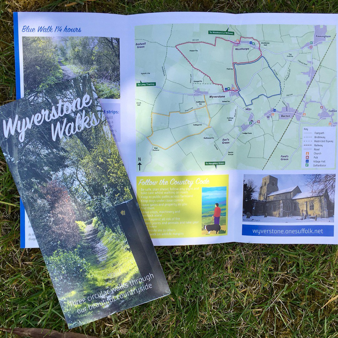 Newly printed leaflet for the village of Wyverstone in Suffolk featuring walks around their beautiful countryside. #wyverstone #graphicdesign #walksleaflet #suffolk #interpretation #walkingguide #countrysidewalks #suffolkwalks <a href="/srp44974104/">SRP Design & Print</a>