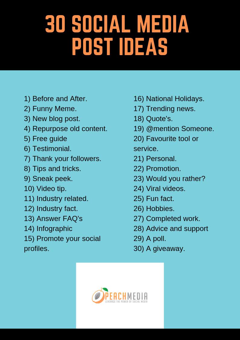 30 Post ideas for your social media!