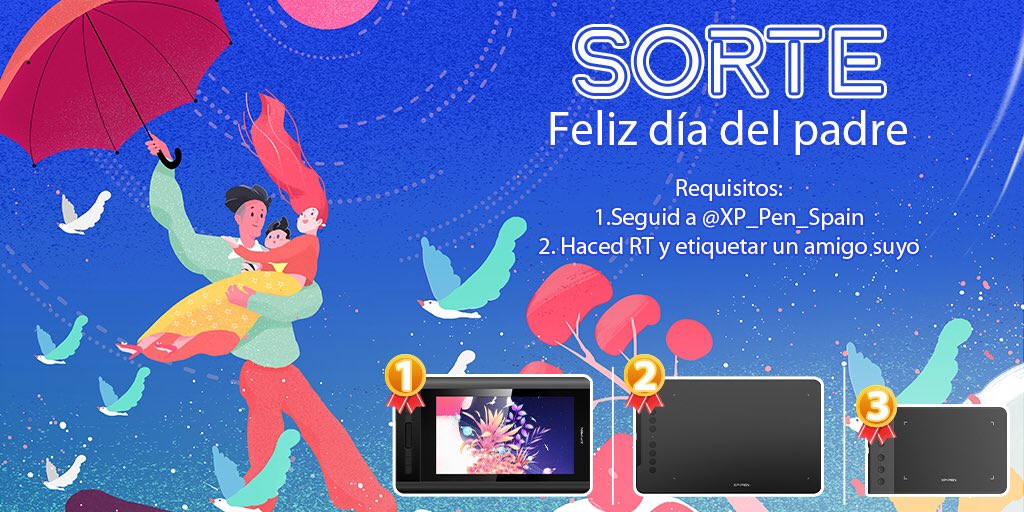 XPPen_Spain's tweet photo. 👨‍👧#Sorteo cuánto tiempo

👨‍👧Premio: 1⃣ #Artist12 2⃣ #Deco01 3⃣ #StarG640s

👨‍👧Requisitos: ▶️Seguid a @XP_Pen_Spain
                 ▶️Haced RT y etiquetar un amigo suyo💕

👨‍👧Tiempo：6.10-6.17

👨‍👧Les deseo a los padres felices fiestas.
#FelizdíadelPadre #Pentablet #XPPEN #DigitalArt https://t.co/9WdBZ2aVqr