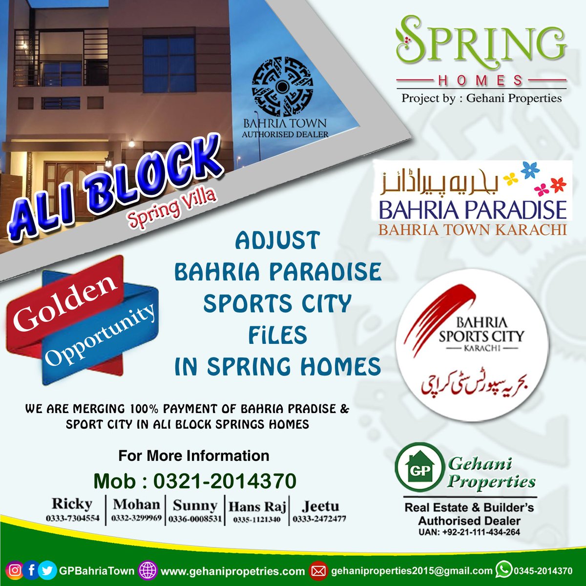 GPBahriaTown's tweet photo. #Golden #Opportunity
For #Paradise and #SportsCity customers
Adjust your 100% payment of #Bahria Paradise &amp; Bahria Sports City in @AliBlock ( #SpringHome )
🏠Limited Villa Available🏠
#ModelHouse #BahriaTown #Karachi #BahriaTownKarachi #GehaniProperties
#MalikRiaz #CEOBahriaTown https://t.co/0yp5yMocq2