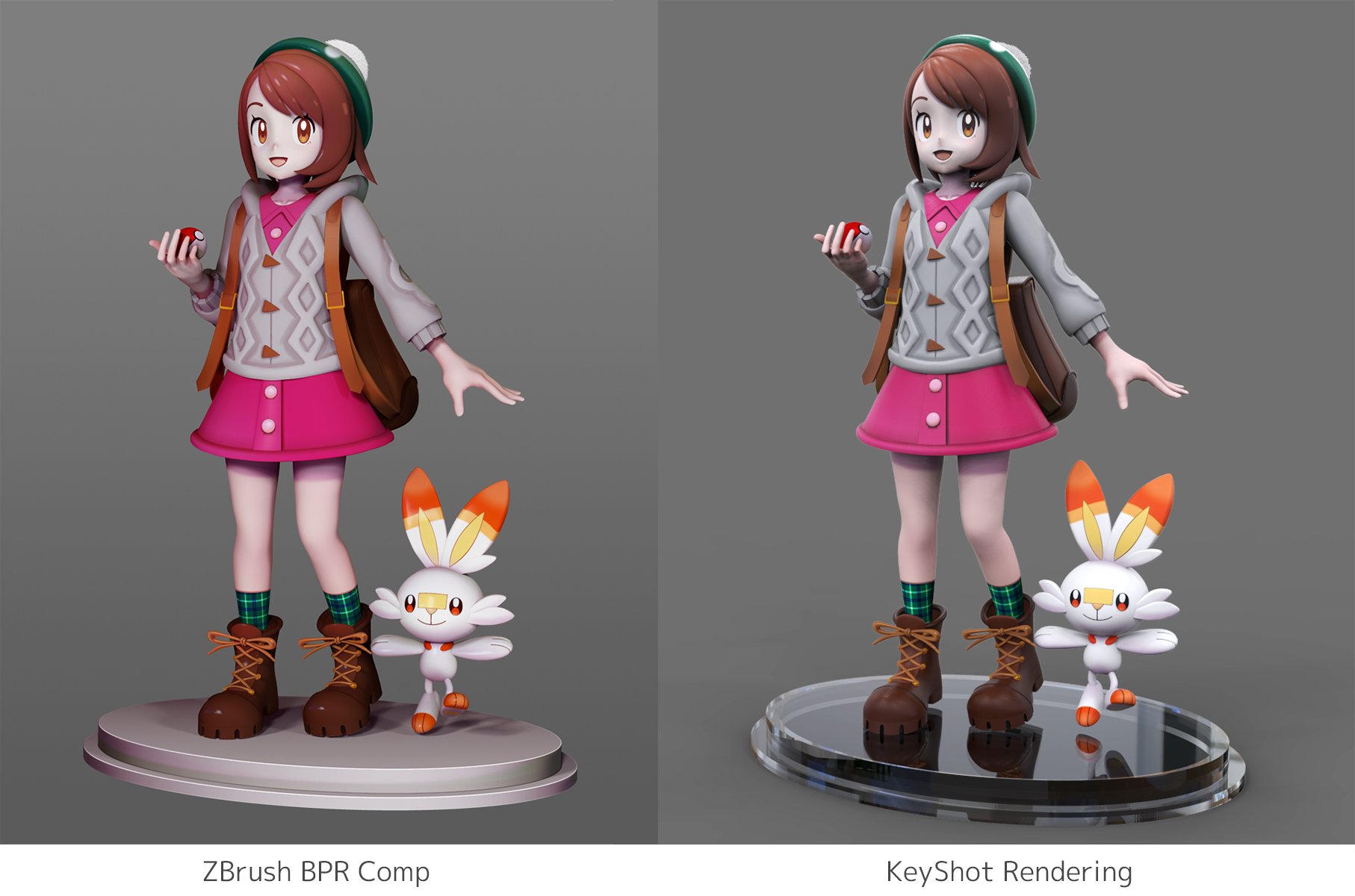 Kirishima Maya Sur Twitter ポケモン主人公ちゃん完成 アニメ ルックな結果を得たい場合 Bprの方が良いかもしれない ライト調整してコンポジットすればkeyshotでも良いけど うちのオンボロpcでは時間がかかりすぎる Zbrush Keyshot ポケモン Pokemon
