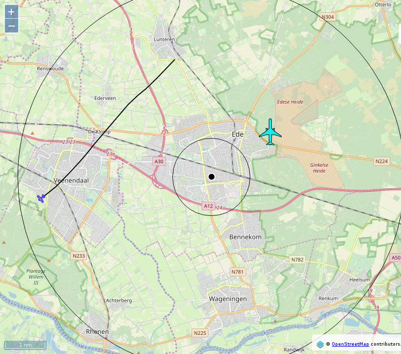 AboveEde's tweet image. #PHPSC : 3.3 mi away @ 1475 ft and 4.9° frm hrzn, heading SW @ 103.6mi/h 12:57:39. #ProbablyLanding #AboveEde #RaspberryPi #ADSB #dump1090