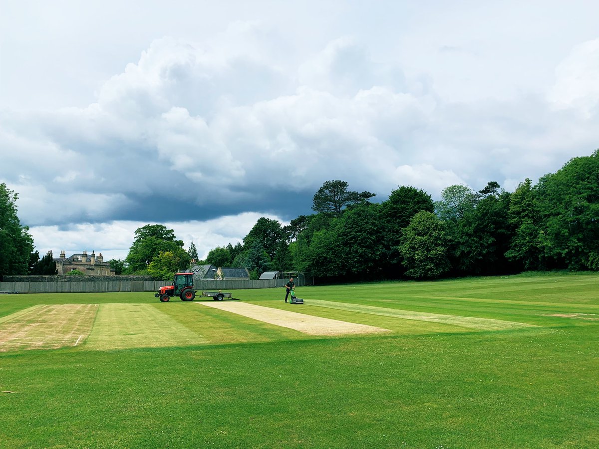 MonktonSport's tweet photo. Rain or shine, our Prep Head Groundsman Gary, ably assisted by Ollie, produces great looking and great playing pitches. #ThankYou #PaceAndBounce @somersetcb @monktonprep https://t.co/0DWzrvim5M
