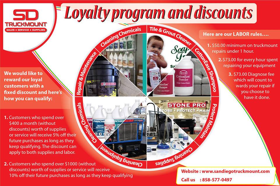 San Diego Truckmount has many customers who enjoy coming to our store for their supplies and equipment service.   

#carpetcleaning #carpetcleaners #carpetcleaningservice #carpetcleaningserviceinsandiego #professionalcarpetcleaning #sandiegocalifornia  

sandiegotruckmount.com