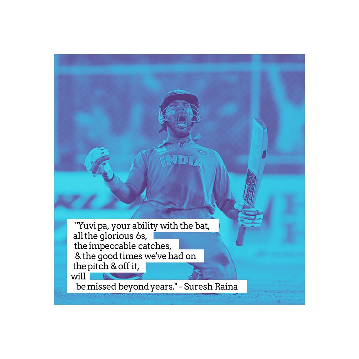 "Thank you, <a href="/YUVSTRONG12/">Yuvraj Singh</a>. Have an equally remarkable 2nd innings." - <a href="/ImRaina/">Suresh Raina🇮🇳</a> ☺☺

#YuvrajSingh #YuvrajSinghretires