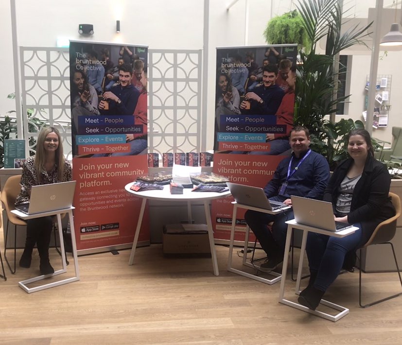 ecbruntwood's tweet photo. #Atria we’re ready for you! Come and join us in the lounge for the #bruntwoodcollective launch! We have free brownies for those who sign up! @Bruntwood_UK #communityportal https://t.co/idEoIOlFqE