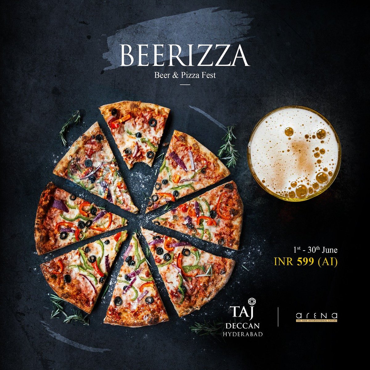 tajdeccanhyd's tweet photo. Beerizza!
The finest pizza experience is one that is accompanied by a pint of chilled beer.
It's time to fall in love with pizzas, again.

1st - 30th June 
INR 599 (AI)

For Reservations: 040 6652 3353

#Beerizza #Pizza #beer #Pizzaandbeer #tajdeccan #tajdeccanhyderabad https://t.co/CKAIBgJdms