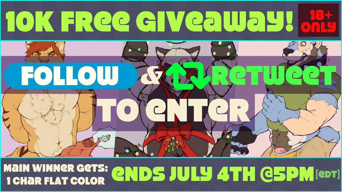 Koorivlf's tweet photo. :3 It's time for a 10k Giveaway!

🍆FOLLOW &amp; RETWEET 🔁to Enter for a Free 1 Char Flat Color Drawing

You MUST be 18 years or older to enter/win/follow me/retweet/like/comment/etc

A winner will be picked on July 4th at 5pm EDT
Time Converter: https://t.co/RL6JOzxtnC https://t.co/WQU75ZIefT