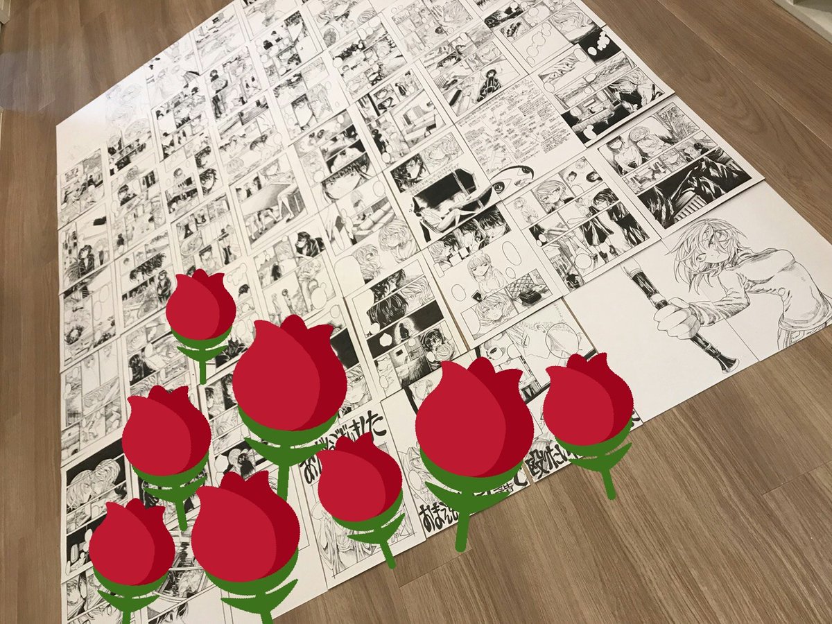 これは床に敷き詰めた紙です。スタンプはネタバレを防ぐやつです  見ないで、でも見て、ちょっとは見て…みたいな心と寿司欲求とかです 