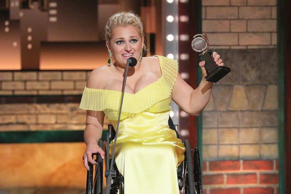 PinecrestPlayer's tweet photo. History made last night!  Ali Stroker is the first actress in a wheelchair to win a Tony Award!  https://t.co/vtC0P4CEYL https://t.co/B38CuBpd5C