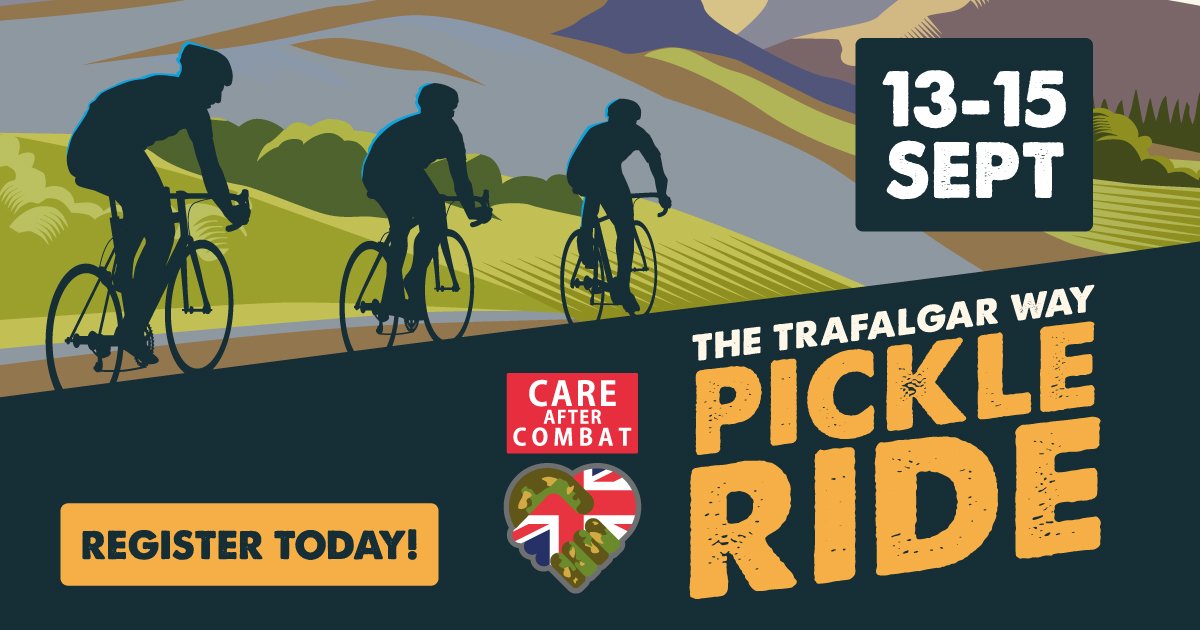 CareafterCombat's tweet photo. THE PICKLE RIDE IS BACK! Taking place over 3 days starting on 13th September 2019.  Have you got what it takes to complete the 300 mile bike ride challenge!? Register here -> https://t.co/VA4VaHrvKA https://t.co/vpGFpkNuAG