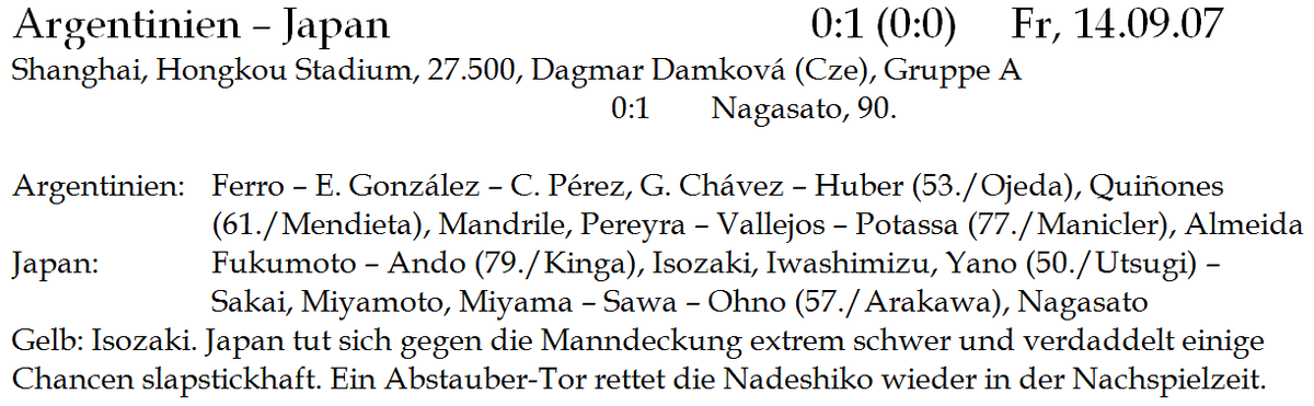 PEitzinger's tweet photo. Hat vor 12 Jahren auch lange gedauert, bis Japan gegen Argentinien mal durchgekommen ist. ¯\_(ツ)_/¯

#wwc2007 #wwc2019 #argjpn https://t.co/UYpTfKBH6m