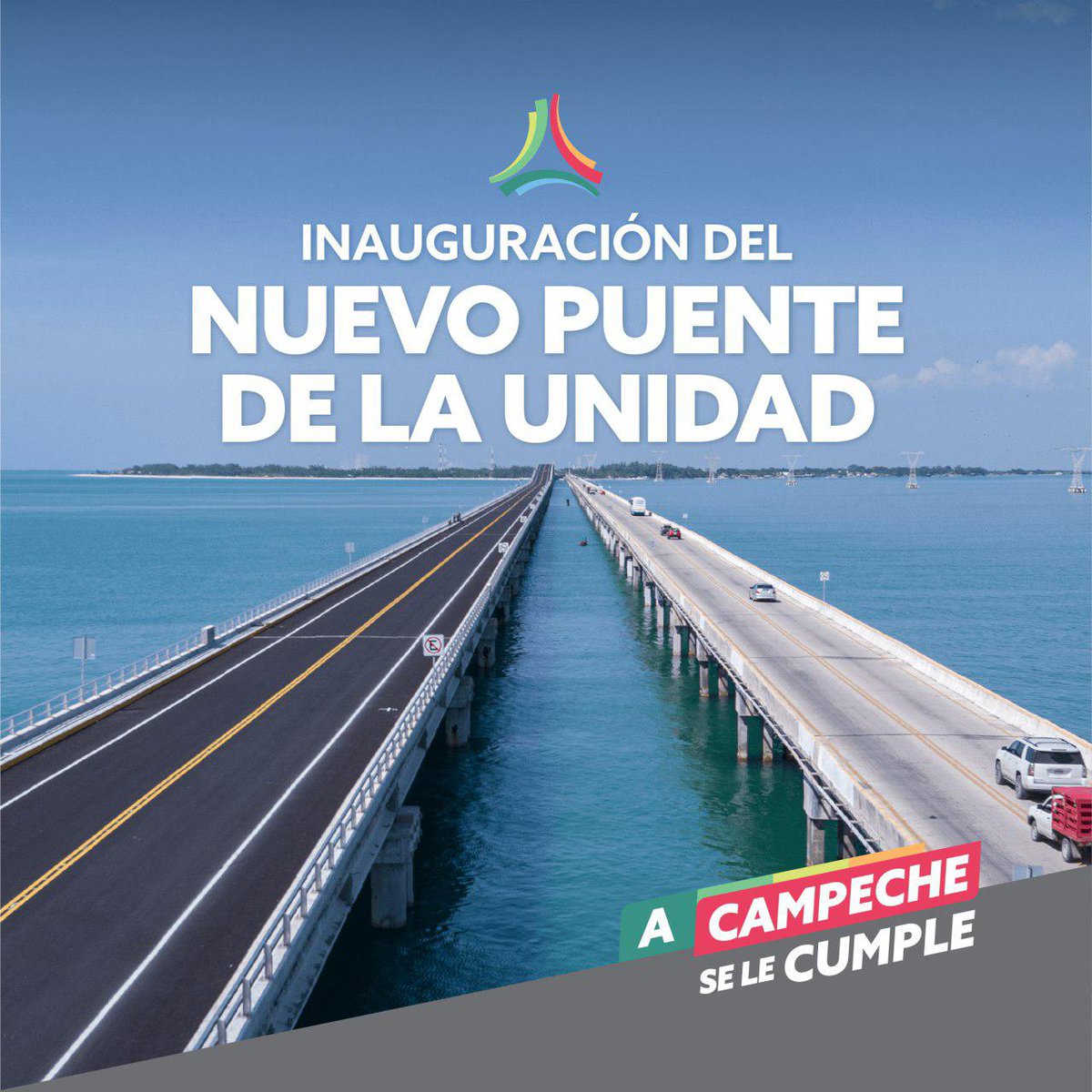 ¡A #Campeche se le cumple con el #NuevoPuenteDeLaUnidad! Es el 2º puente más largo de México y 5º de América.