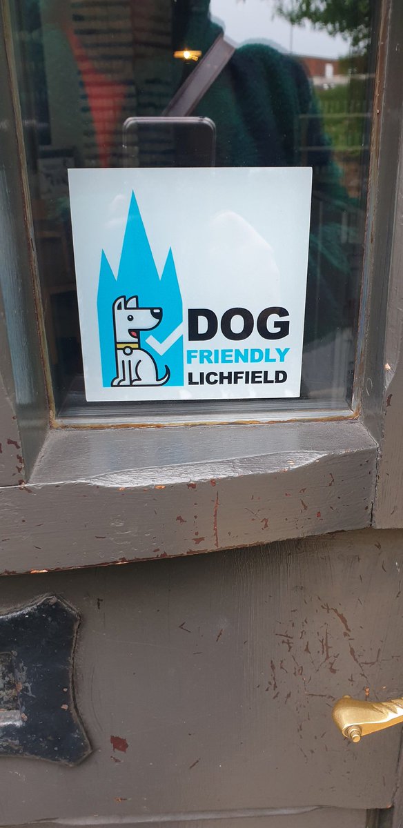 Very happy to be displaying our new @LichfieldDogs Dog Friendly Lichfield sticker in the window!