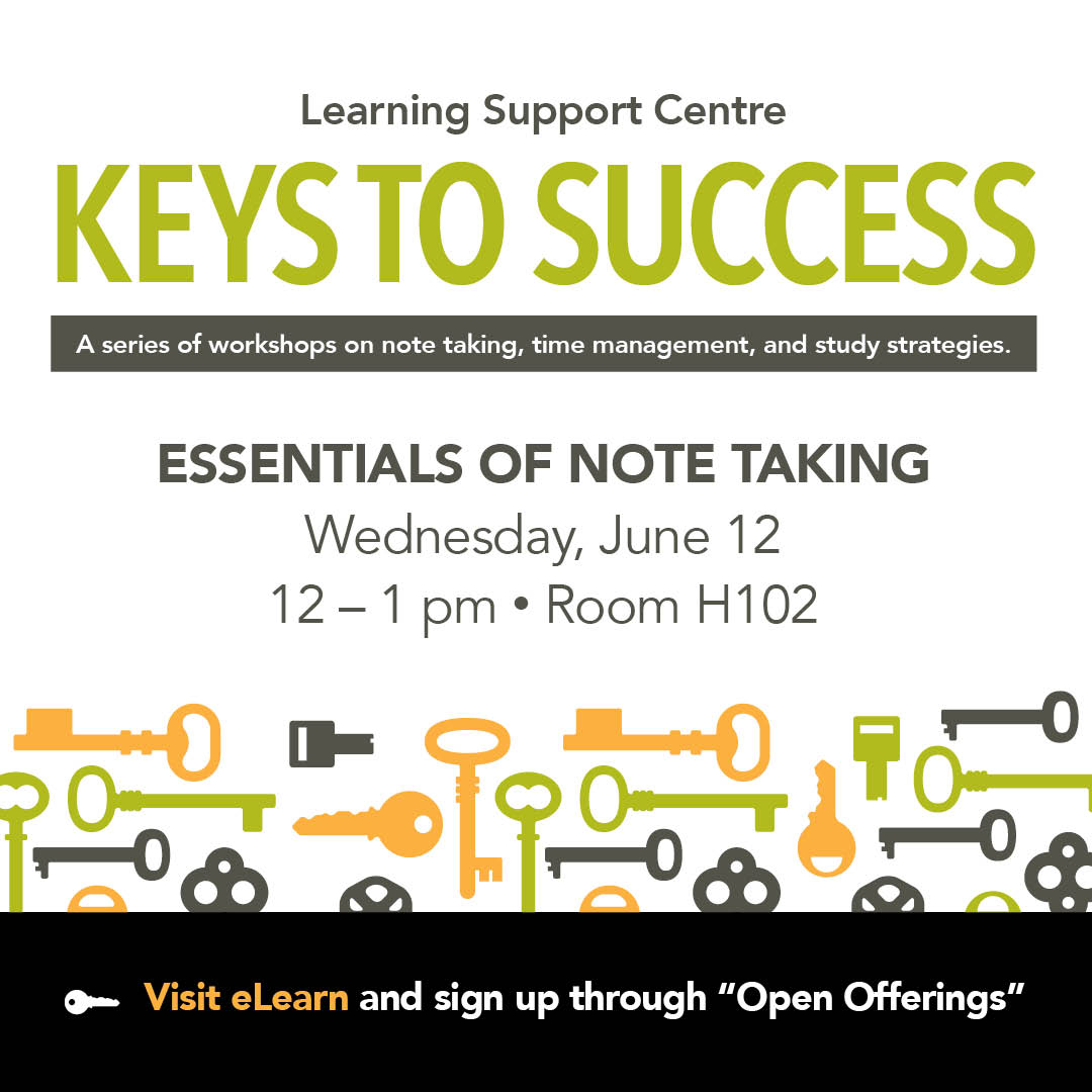 MohawkLSC's tweet photo. Join us for the  Essentials of Note Taking workshop this Wed June 12th from 12-1pm in H102. Learn how to take notes faster, read textbooks effectively, and make the most out of your time in class! #MoLSC #MoSuccessStrategies @MohawkCollege @mohawklibrary @socialincmohawk https://t.co/taXOR7wPrx