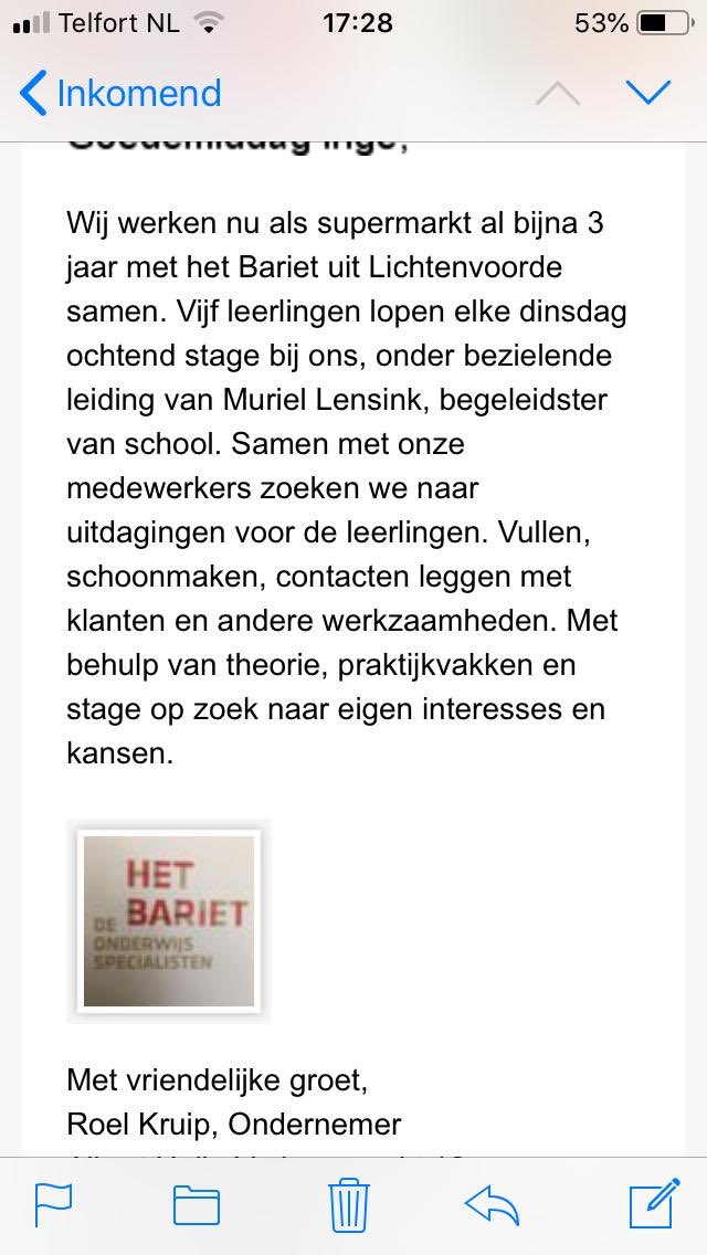 ...en dan zie je bij de weekaanbieding van de AH dit bericht...#trots op onze leerlingen #samenwerking #praktijkleren#stage