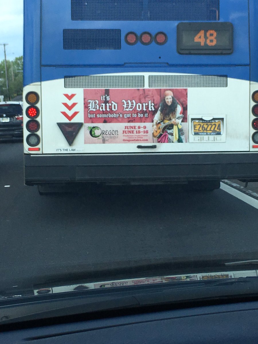 MurderDice's tweet photo. The other night I was on my way to play some #dnd when I noticed this bus advertisement in front of me. #BardWork #MurderDice https://t.co/YlCGxrSLMV