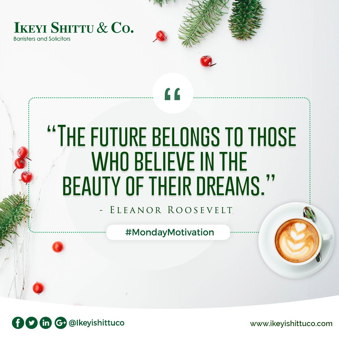ikeyiShittuco's tweet photo. “The future belongs to those who believe in the beauty of their dreams.”

- Eleanor Roosevelt

#ikeyishittuco #MondayMotivation #MondayThoughts https://t.co/LnJiQeqAMO