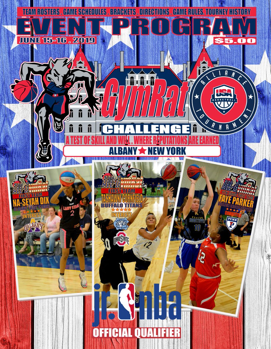 GymRatCHALLENGE's tweet photo. Game Schedules for the RECORD-SETTING field for the 2019 GIRLS @GymRatCHALLENGE can be viewed at https://t.co/2r8oyJnqn2 Top teams from Maryland to Montreal will b converging on New York State’s Capital Region this weekend to compete for the national spotlight. #ItMeansMoreHere https://t.co/1SOctPet4r
