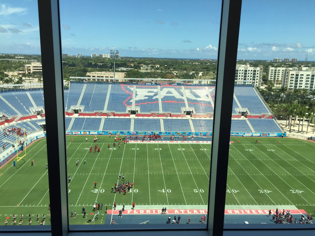 No better vantage point than being in the Press Box with the Atlantic Ocean just a few miles East of us....In Paradise....Florida Atlantic University Football Owls. Boca Raton, FL. This photo occurred during a Spring Scrimmage.....