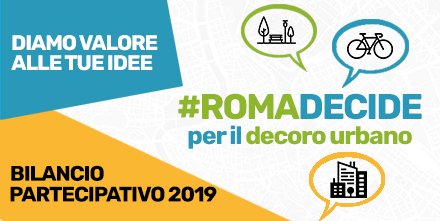 Con #RomaDecide cittadini e Amministrazione scelgono insieme come investire 20 milioni di euro del bilancio in progetti per il decoro urbano. Da oggi sul portale di <a href="/Roma/">Roma</a> è possibile presentare le proprie proposte. Partecipa qui: comune.roma.it/web/it/process…