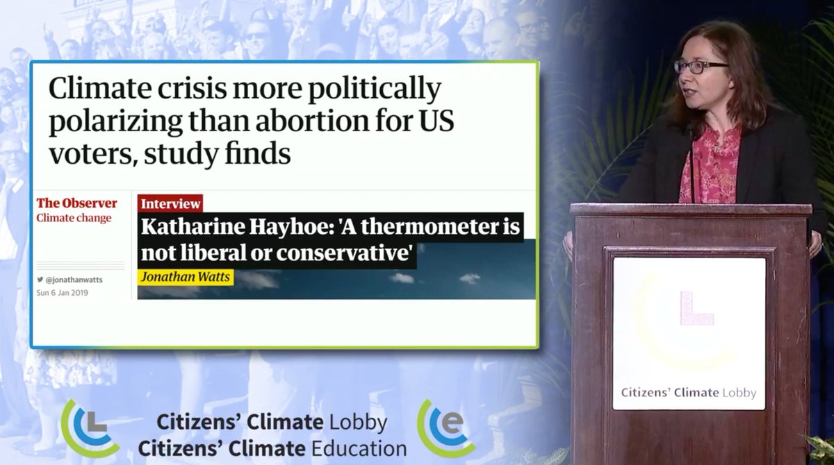 citizensclimate's tweet photo. "A thermometer is not liberal or conservative," @KHayhoe reminds us. #CCL2019 #BipartisanClimate https://t.co/Pl40LiAN2T