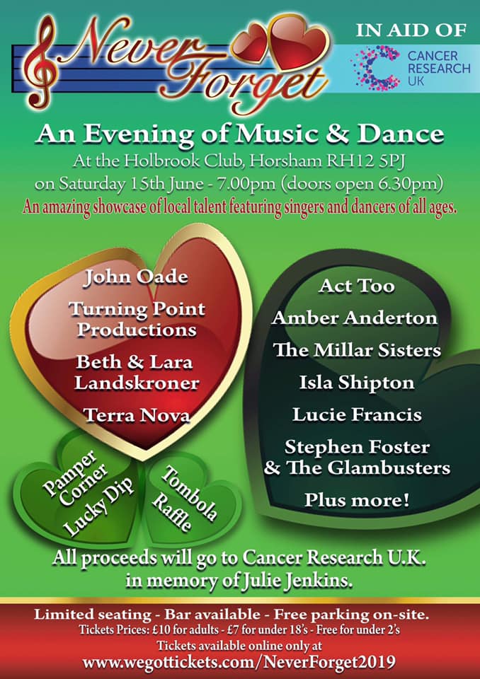 Turning14938326's tweet photo. Looking forward to being part of #Horsham 'Never Forget' Charity gig at @TheHolbrookClub this coming Saturday in aid of @CR_UK ......
#turningpointproductions #musicaltheatre #theholbrookclub #CancerResearch https://t.co/5k9RkhpkQz