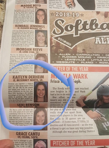 Big congrats to <a href="/kaitlyn0007/">Kaitlyn✨</a> on making the 2018-2019 All-Area Softball Team! Well deserved, Kaitlyn!