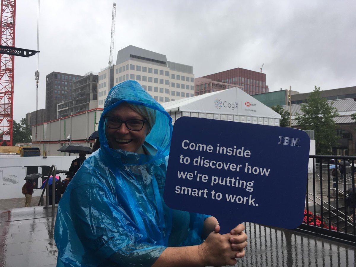 You too can look this cool  and be this dry !! Come and get your free poncho and have some good quality chat about AI with #IBM at #CogX2019