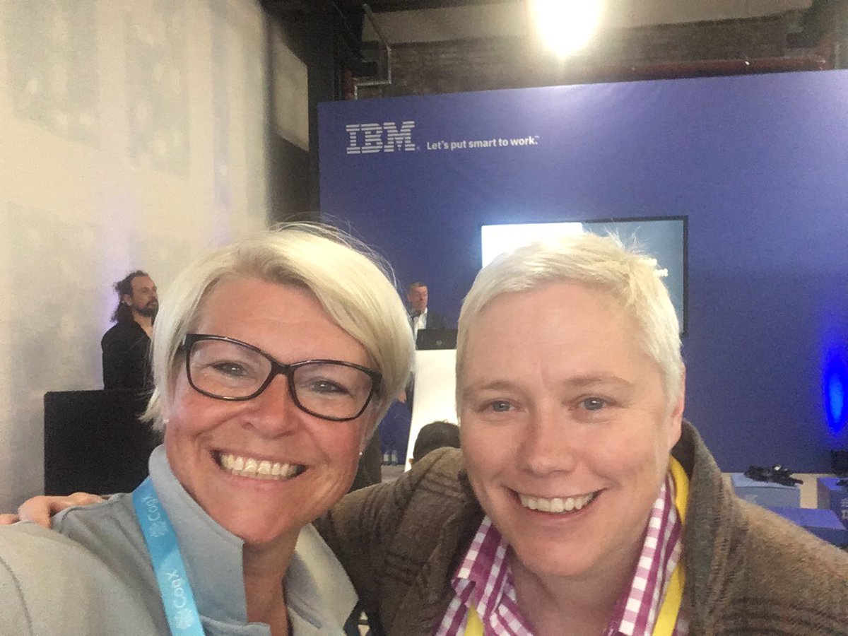 Catching up with <a href="/GillianDoc/">Gillian Docherty CBE FRSE</a> at #CogX2019 talking about cool new stuff whilst reminiscing over good old times ! #IBM