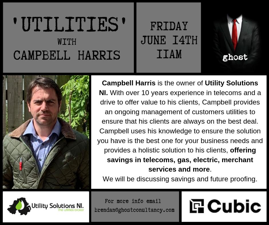 Our 2nd #GhostStories session will be taking place this Friday. This week's topic is UTILITIES, led by Campbell Harris of #UtilitySolutionsNI. Drop an email to info@cubiccowork.co.uk if you'd like to attend!