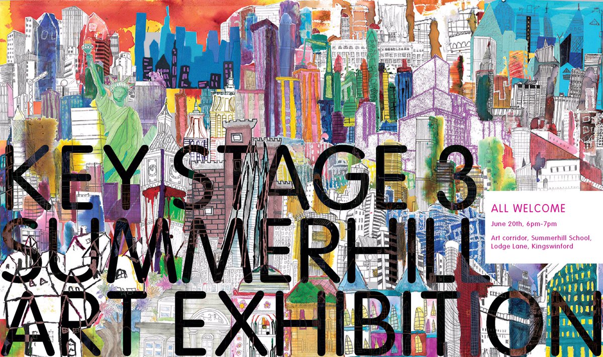 SummerhillArt's tweet photo. Key stage 3 Art exhibition is on Thursday 20th June from 6pm-7pm in the art department at Summerhill. Showcasing work from years 7, 8 and 9. Please come and celebrate the wonderfully talented young artists we have at Summerhill. All students, staff and family members welcome. https://t.co/yT89r5RMRV
