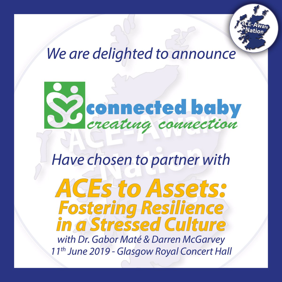 We are delighted to announce <a href="/connectedbaby/">connected baby</a> will be sponsoring the filming for tomorrow’s ACEs to Assets conference. We are delighted to be able to bring this resource to you, in our journey to becoming an #ACEAwareNation 🏴󠁧󠁢󠁳󠁣󠁴󠁿