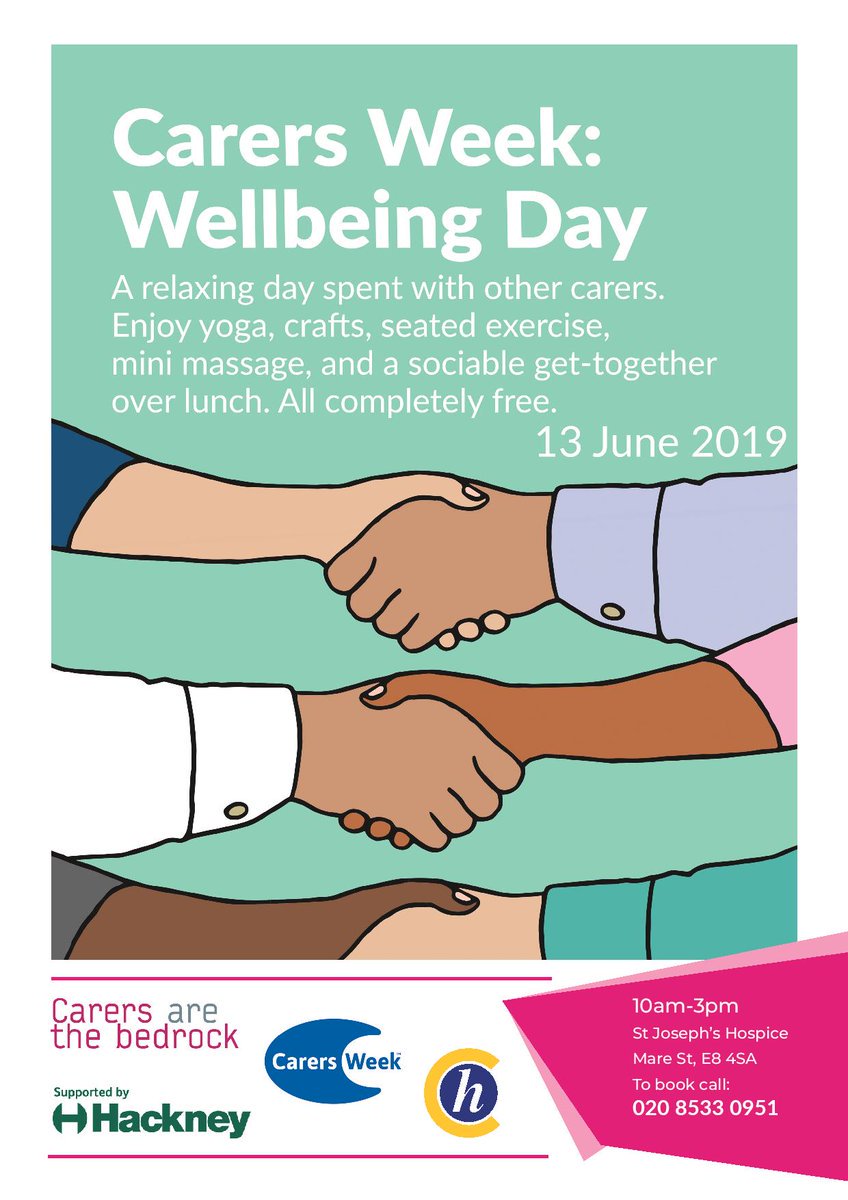This #CarersWeek2019 there are events across #Hackney organised by @CityHackneyCare  and partners like Shoreditch <a href="/hackneylibs/">Hackney Libraries</a> on Wednesday evening and <a href="/StJoHospice/">St Joseph's Hospice</a> on Thursday with information, help, support, exercise and relaxation activities. hackney.gov.uk/carers