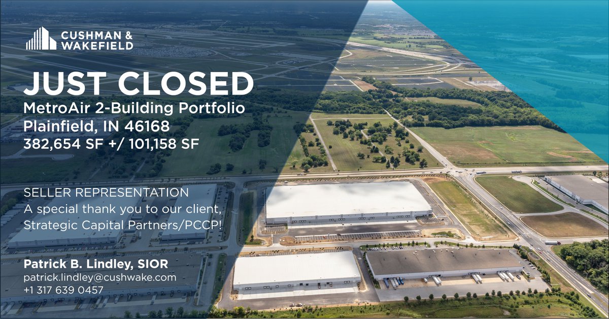 YourINConnect's tweet photo. Fully leased and subsequently sold in Plainfield, IN. Thank you to Strategic Capital Partners / SCCP for the opportunity. #industrialbuildings #investmentsale https://t.co/OOxo7TU5hR