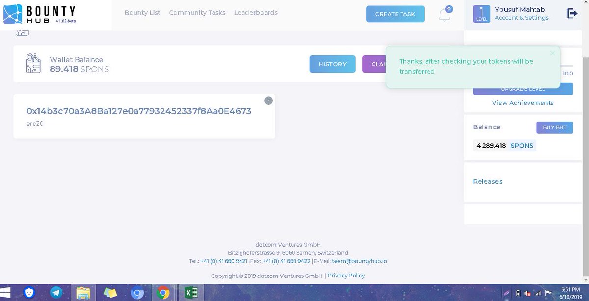 Yousufmahtab's tweet photo. I have just requested a withdrawl of my #SPONSY tokens, What is the ETA of my withdrawl request @bountyhub_io https://t.co/pwqafZvetS