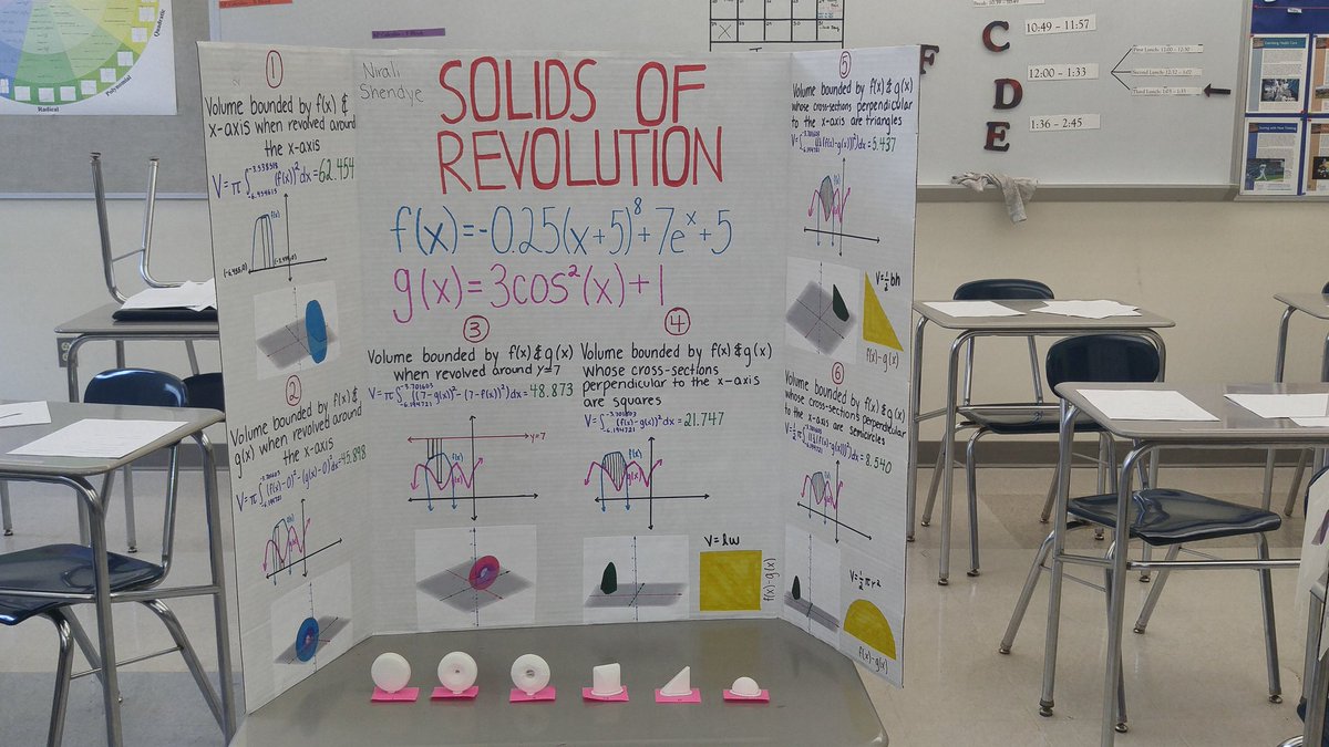 jlwiczer's tweet image. AP Calculus solids of revolution and solids with known cross-sections final projects!