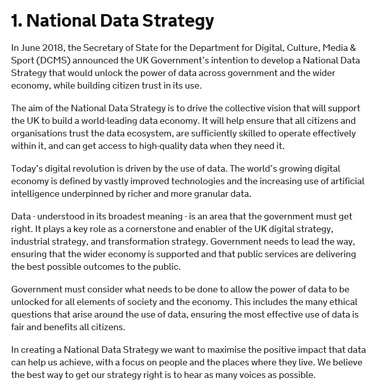 r0bdavies's tweet photo. Open call for evidence for UK government’s National Data Strategy out today.

Qs cover concerns around trustworthiness, barriers to effective use &amp; sharing of data within &amp; outside of government, data skills &amp; more!

https://t.co/fswXG3YL8X

@CLOSER_UK @natalie_banner @useMYdata https://t.co/nBDIFweNV0