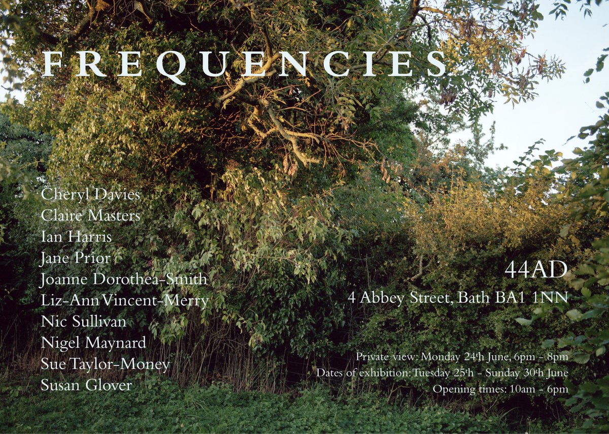 F R E Q U E N C I E S on tour.

An exhibition by recent Plymouth University Photography MFA and MA graduates. Showing at <a href="/Studio44AD/">44AD</a> from Tuesday 25th - Sunday 30th June. PV Monday 24th June, 6pm - 8pm.

Image: Nic Sullivan <a href="/NSullivan87/">Nic Sullivan</a>
Design: Liz-Ann Vincent-Merry <a href="/lizannvm/">L-A Vincent-Merry</a>