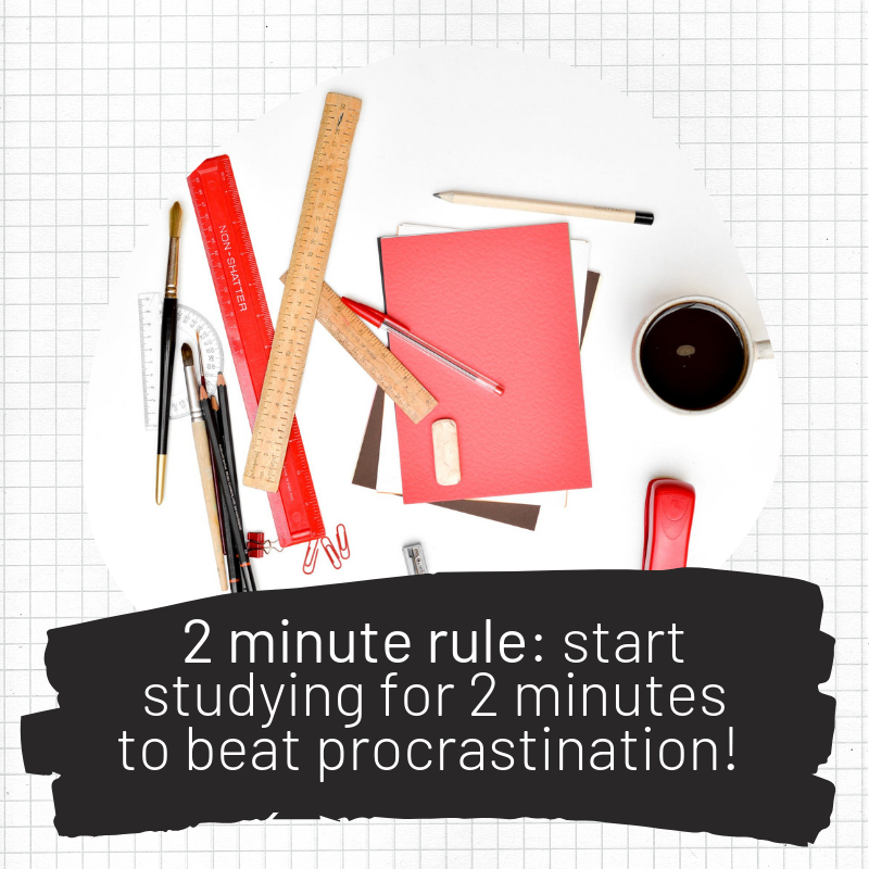 MohawkLSC's tweet photo. Some #MondayMotivation for those struggling with procrastination: Try the 2 minute rule! Promise yourself you'll spend 2 minutes starting to study and you're more likely to continue with that study session. #MoLSC #MoSuccessStrategies https://t.co/OFxD2zkasR