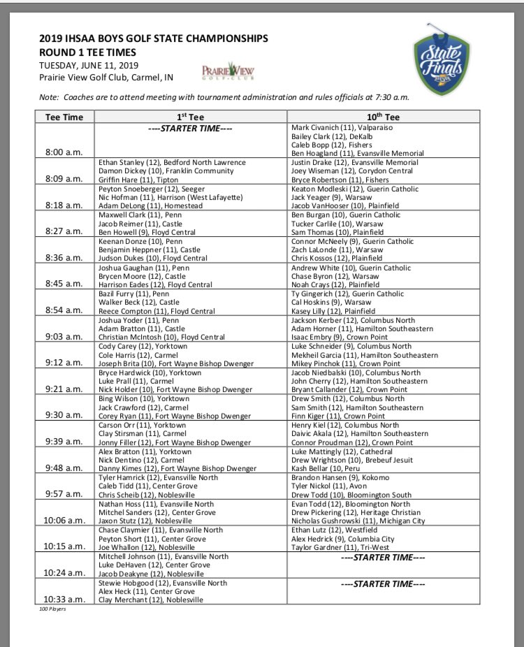 .<a href="/IHSAA1/">IHSAA</a> It all starts tomorrow <a href="/PrairieViewGC/">Prairie View Golf Club</a> for the Boys IHSAA Golf State Finals! <a href="/greyhounds_golf/">Coach Reid</a> will be trying to go BACK to BACK and win their 2nd consecutive state championship.