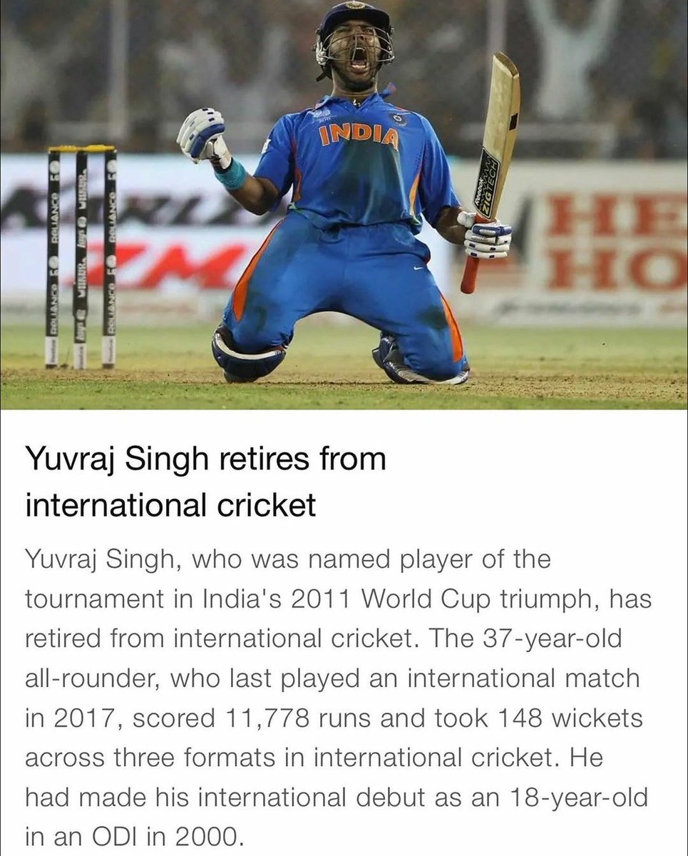 manojkumar2143's tweet photo. The sixer king retires 😐
Love you #yuvi 😍 https://t.co/NCwm5rNXop