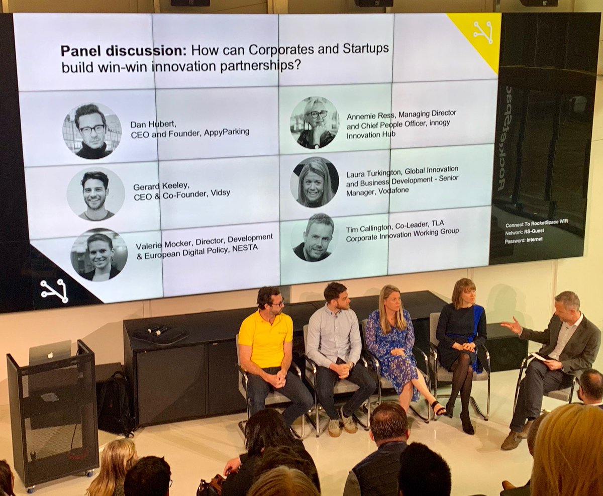 A great start to #LondonTechWeek in <a href="/RocketSpace/">RocketSpace</a> , talking about successful models for corporate-startup collaboration with <a href="/AppyParking/">AppyParking</a>, <a href="/VidsyHQ/">Vidsy</a>, <a href="/nesta_uk/">Nesta</a>, @innogy_en, <a href="/VodafoneUK/">Vodafone UK</a> and <a href="/tlacorpinno/">TLA Corporate Innovation</a>. 

#LTW2019 #Mobility #London #Collaboration